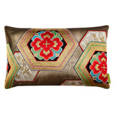 Geometric gold pillow vintage kimono cushion
