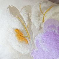 Gold Accent Cream Silk Cushion Upcycled Japanese Obi