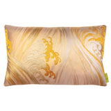 Gold Silk Cushion -Gold Silver Ocean Waves -Hokusai Upcycled Obi Pillow