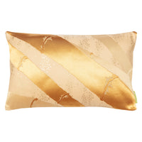 Golden bamboo silk pillow made from upcycled obi by Hunted and Stuffed