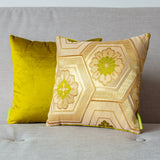 Green and gold oriental throw pillows