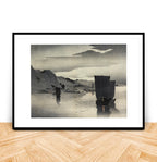 Japanese ukiyo-e print of ships at anchor by Ohara Koson, limited edition, mounted on rice paper, circa Meiji era, Hunted