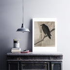 Japanese Crow print from the 1860s by Hunted and Stuffed, woodcut on handmade paper, framed edition 27/50, vintage Edo era