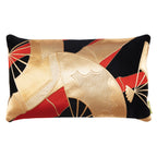 Japanese Obi Cushion featuring gold and red bamboo embroidered on black silk fabric by Hunted and Stuffed