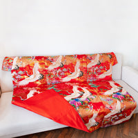 Kimono silk throw with flying cranes by Hunted and Stuffed