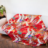 Large throw blanket, sustainable repurposed silk kimono by Hunted and Stuffed