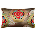 Hunted and Stuffed gold accent pillow featuring vintage obi silk with hexagon pattern and subtle embossed details