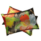 Metallic pillows with japanese flowers