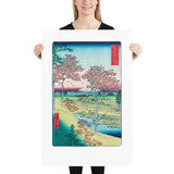 24 x 36" Hiroshige Woodblock Print Sunset Hill Maples