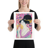 12x16" Lady with comb print Kushi by Kitagawa Utamaro