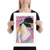 12x18" Lady with comb print Kushi by Kitagawa Utamaro