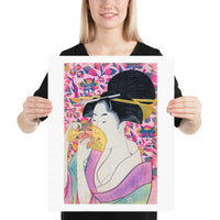 16x20" Lady with comb print Kushi by Kitagawa Utamaro