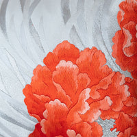 Orange Floral Embroidery Cushion Cream Silver
