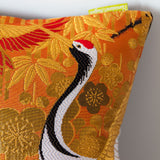 Orange Oriental Bolster Cushion Upcycled Vintage Wedding Kimono