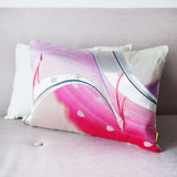 Peacock Pillow Vintage Japanese Obi Silk in Pink and Silver