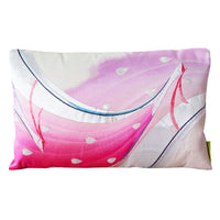 pink silk japanese obi pillow with peacock design by Hunted and Stuffed