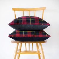 Plaid Pillows Navy or Grey Wool Cushions in Upcycled Vintage Gannex