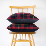 Plaid Pillows Navy or Grey Wool Cushions in Upcycled Vintage Gannex