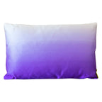 Hunted and Stuffed vintage silk kimono cushion featuring purple to white ombre gradient, pink fabric back, 16x16 inches