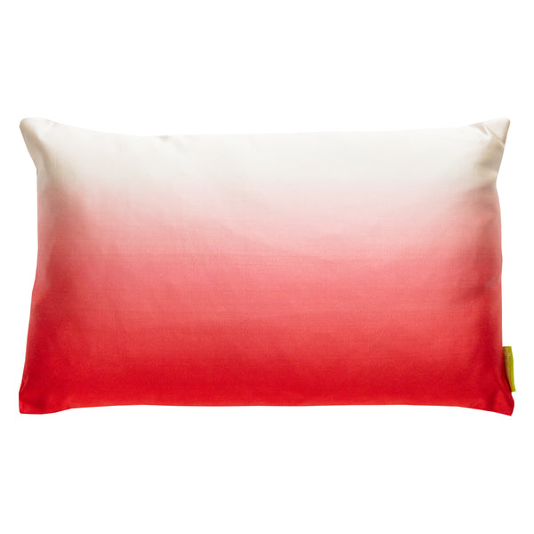 Red pink ombre pillow fading to creamy white rectangular kimono cushion