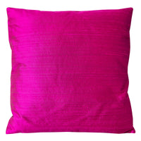 Grey Silk Temples Cushion  -Shocking Pink Silk Back