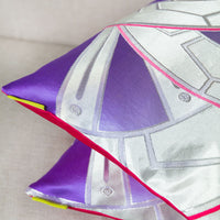 Silver Kimono Cushion Purple Genji Wheels Pink Back
