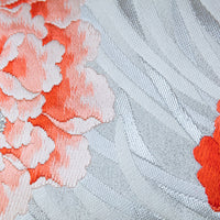 Silver Orange Silk EmbroideryFloral Cushion Vintage Obi