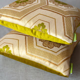 Small designer throw pillows in gold silk