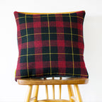 Close-up of grey tartan wool fabric displaying detailed weave and textured pattern for the Gannnex vintage cushion cover.