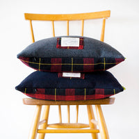 Tartan Cushions in Navy or Grey Wool Vintage Gannex Pillows