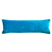 Turquoise teal velvet pillow reverse.