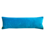 Colourful Bolster Pillow -Repurposed Kimono Silk Cranes on Blue Velvet