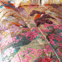 Uchikake Wedding Kimono Throw Luxury Bedspread Silk Embroidery Flowers Birds