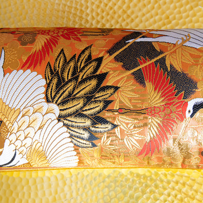Upcycled vintage wedding kimono silk bolster pillow