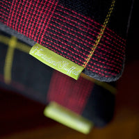 Vintage Tartan Wool Cushions detail of tags