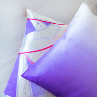 White Pink Purple Silk Cushion Upcycled Vintage Obi