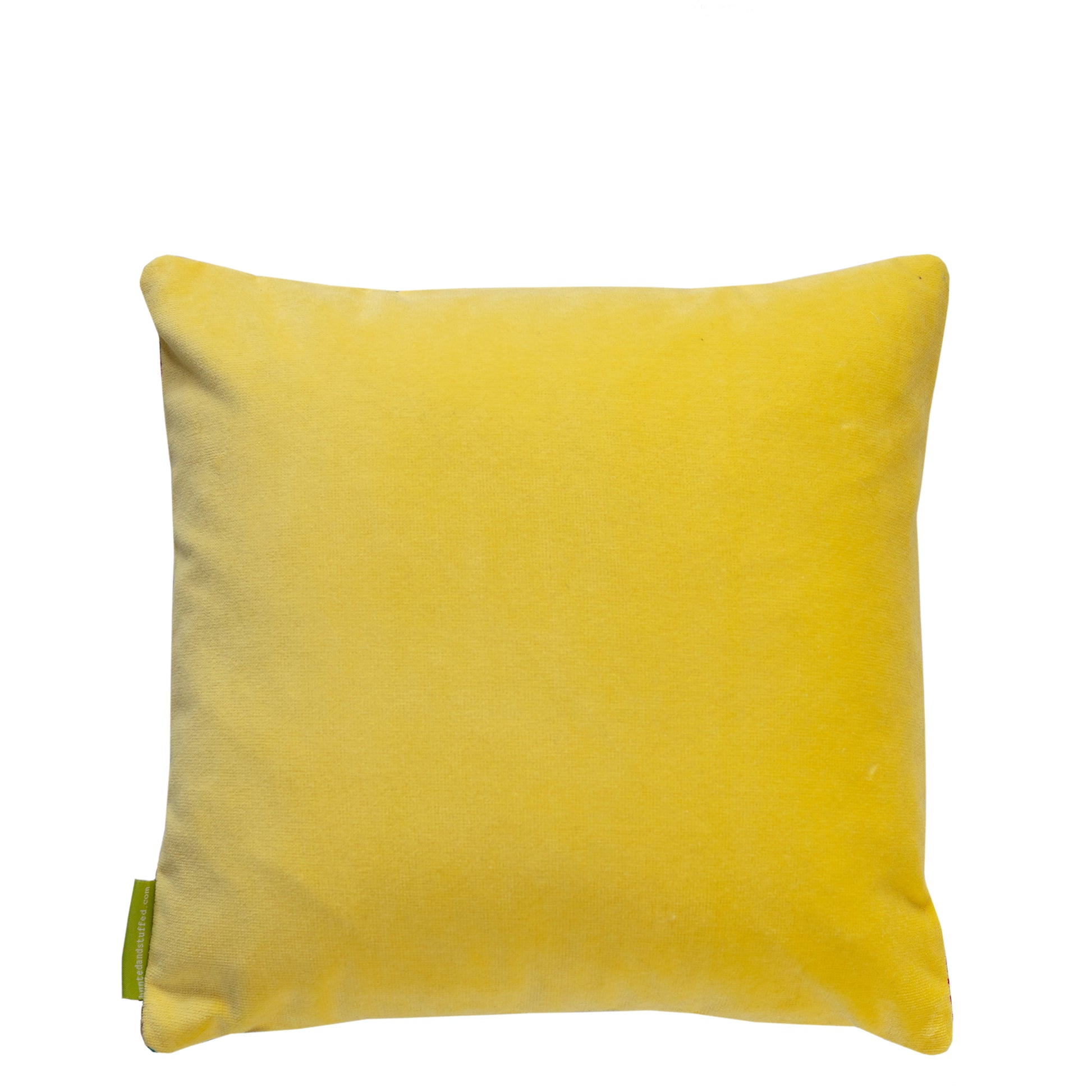 Yellow velvet small square pillow back